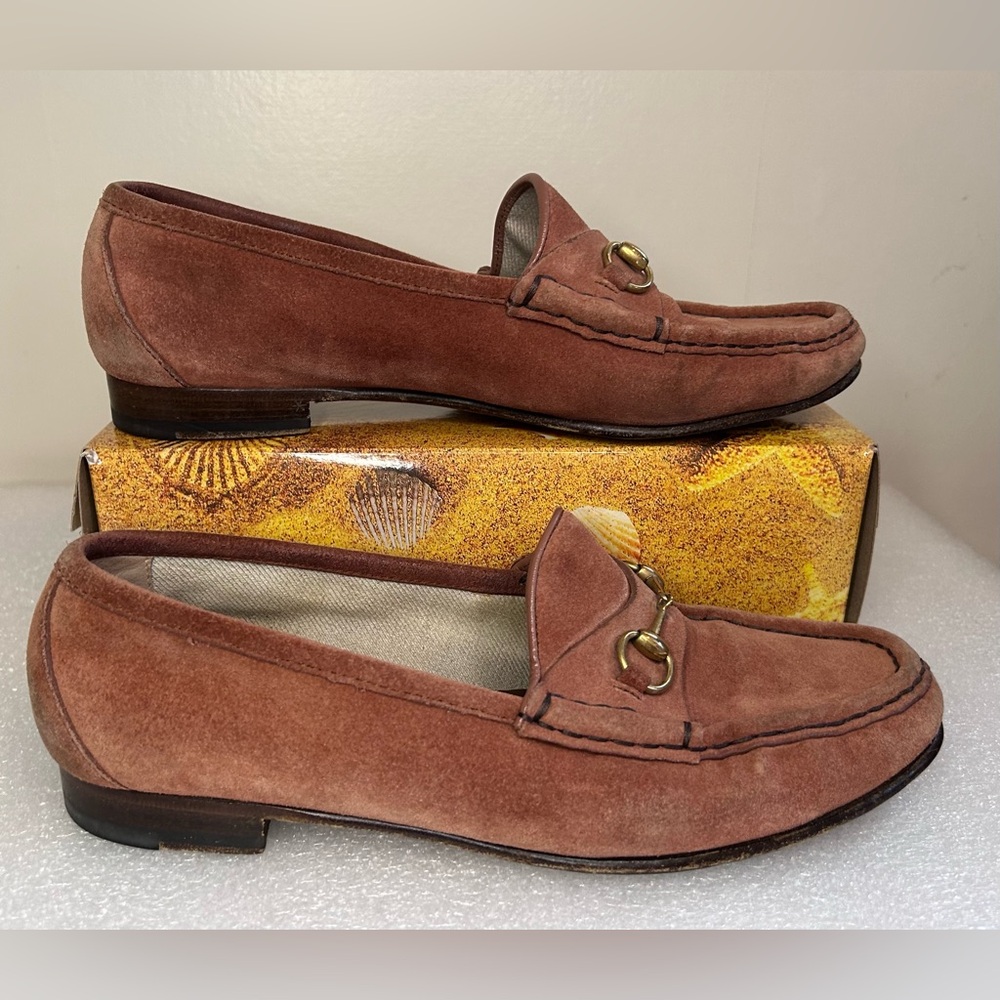 Vintage Gucci Horsebit 1953 Loafers Chestnut Brown Orange Suede Size W’s 39.5